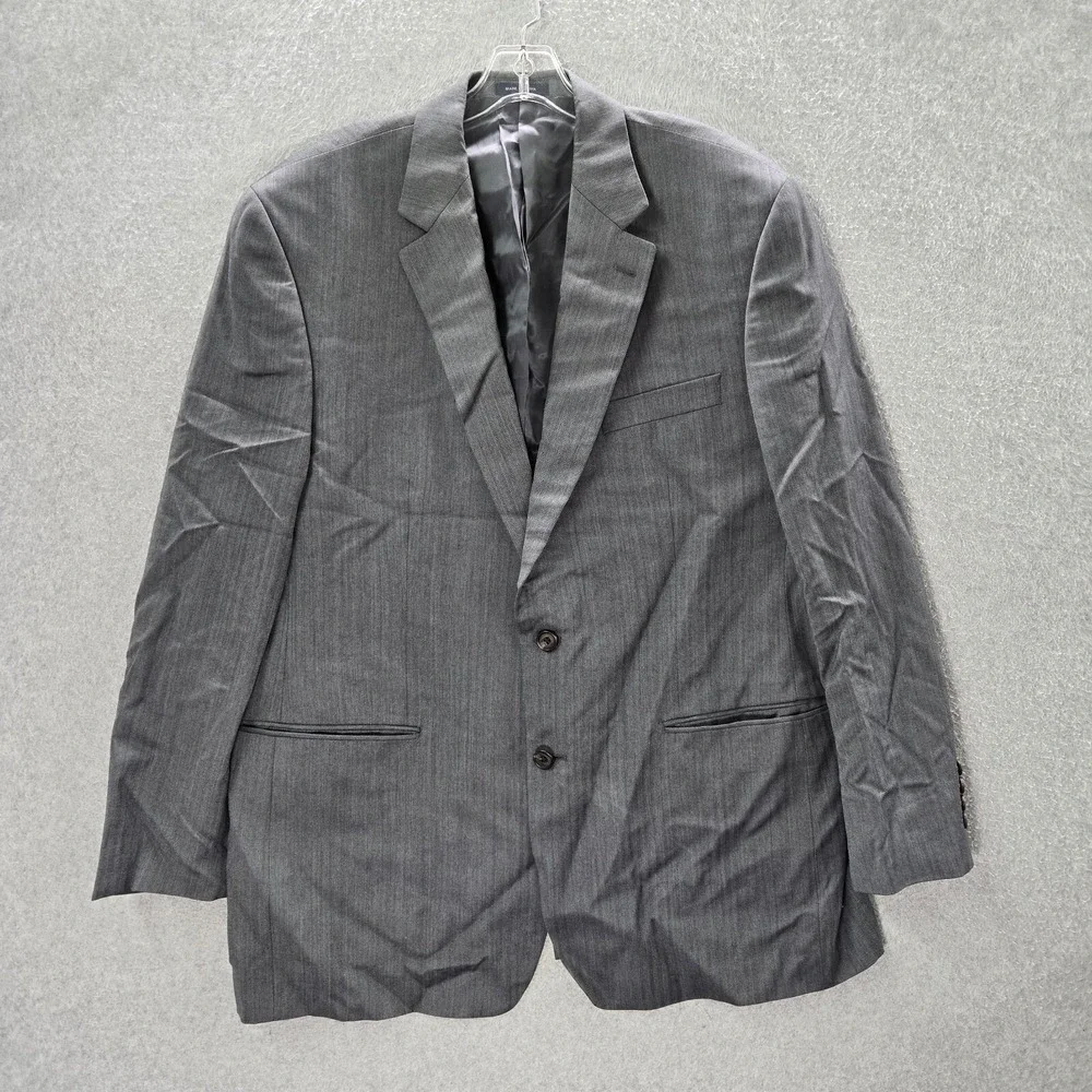 Ralph Ralph Lauren Men Jacket 44‎ Gray Blazer 100% Wool Button Up Long Sleeve